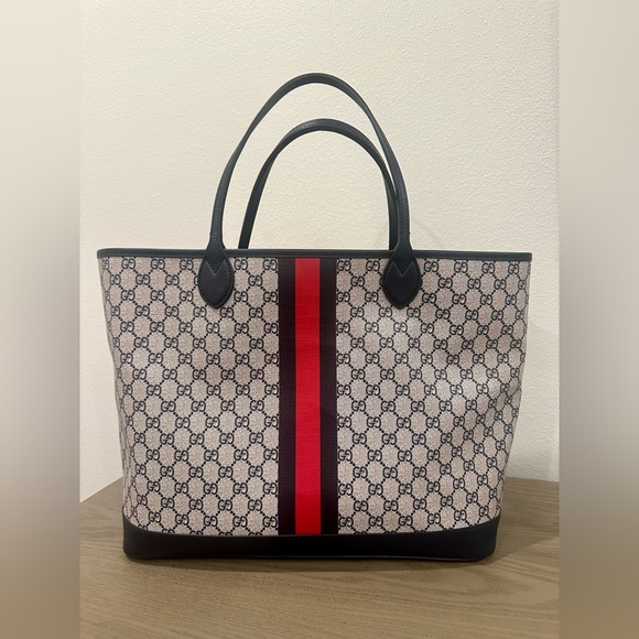 Gucci Ophidia GG Large Tote In Beige and Blue Supreme - Picture 5 of 15
